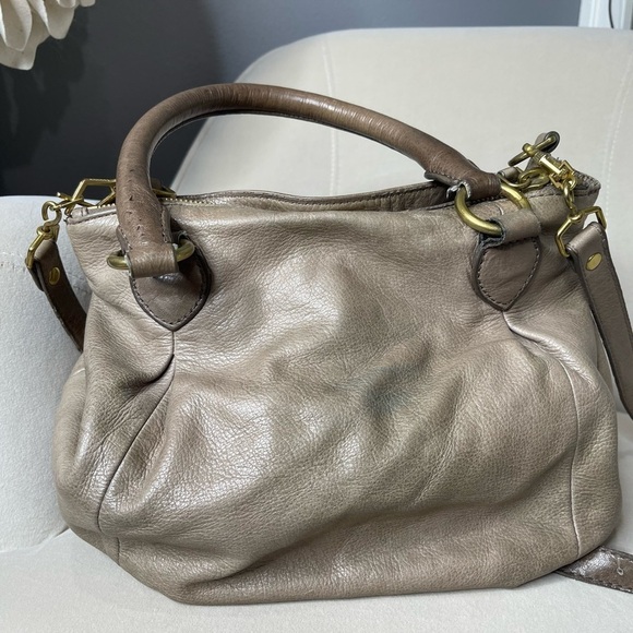 J. CREW Large Tan Pebbled Leather Turnlock Tote Shoulder Bag Purse - Picture 9 of 12